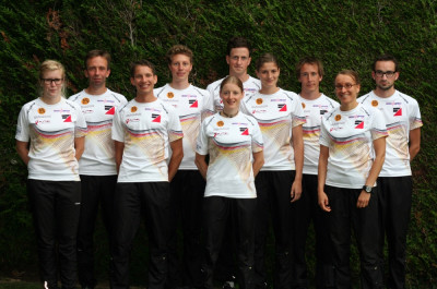 Die deutsche Nationalmannschaft mit Betreuern in der Schweiz.