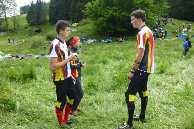 Bojan Blumenstein, Susen Lösch und Christoph Prunsche nach der Mitteldistanz-Quali zur WM.