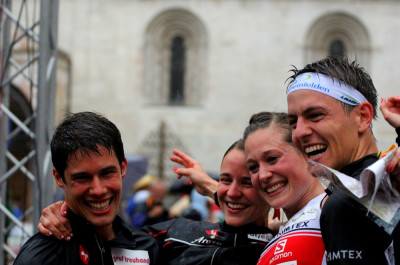 Die Schweiz jubelt über den Titel in der Sprintstaffel.